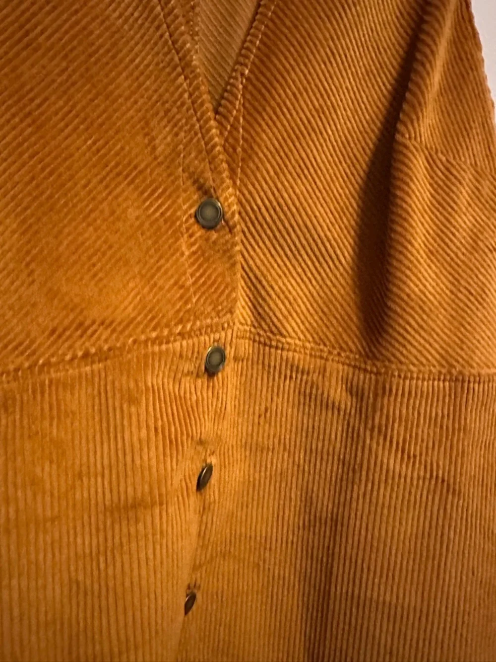 Free People Corduroy Button-Front Mini Dress in Mustard Brown - Picture 2 of 3